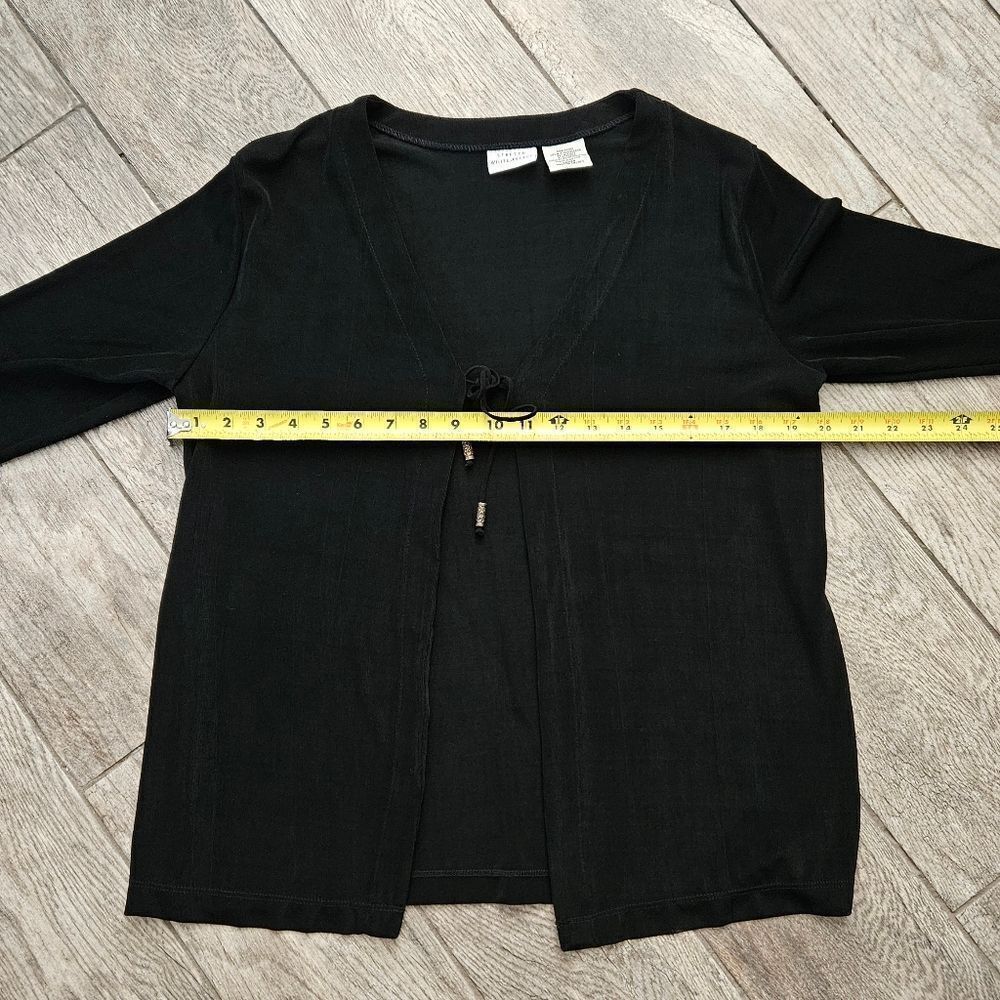 White Stag Stretch Black Tie Front Long Sleeve Cardigan Top Size M - Picture 3 of 7